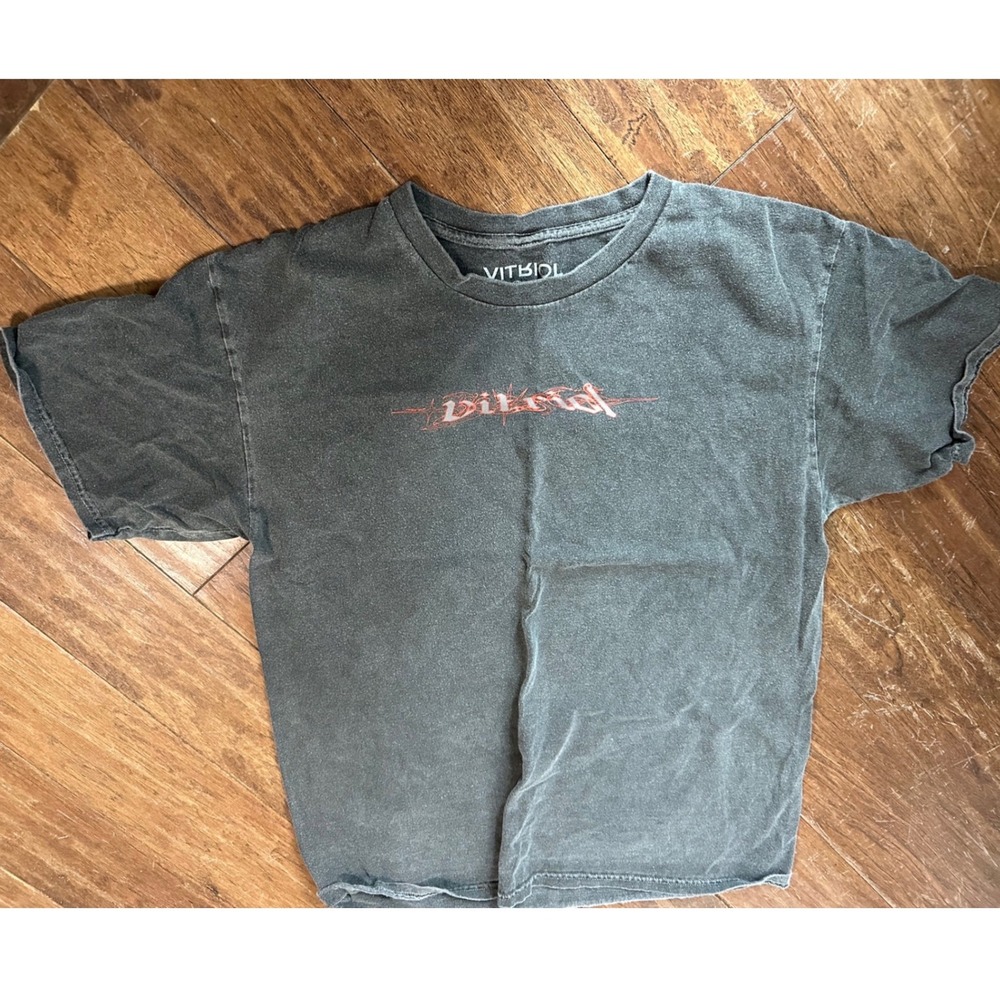 Vitriol Mens Graphic Tee Shirt gray Acid Wash Pink‎ Logo Size Large Streetwear